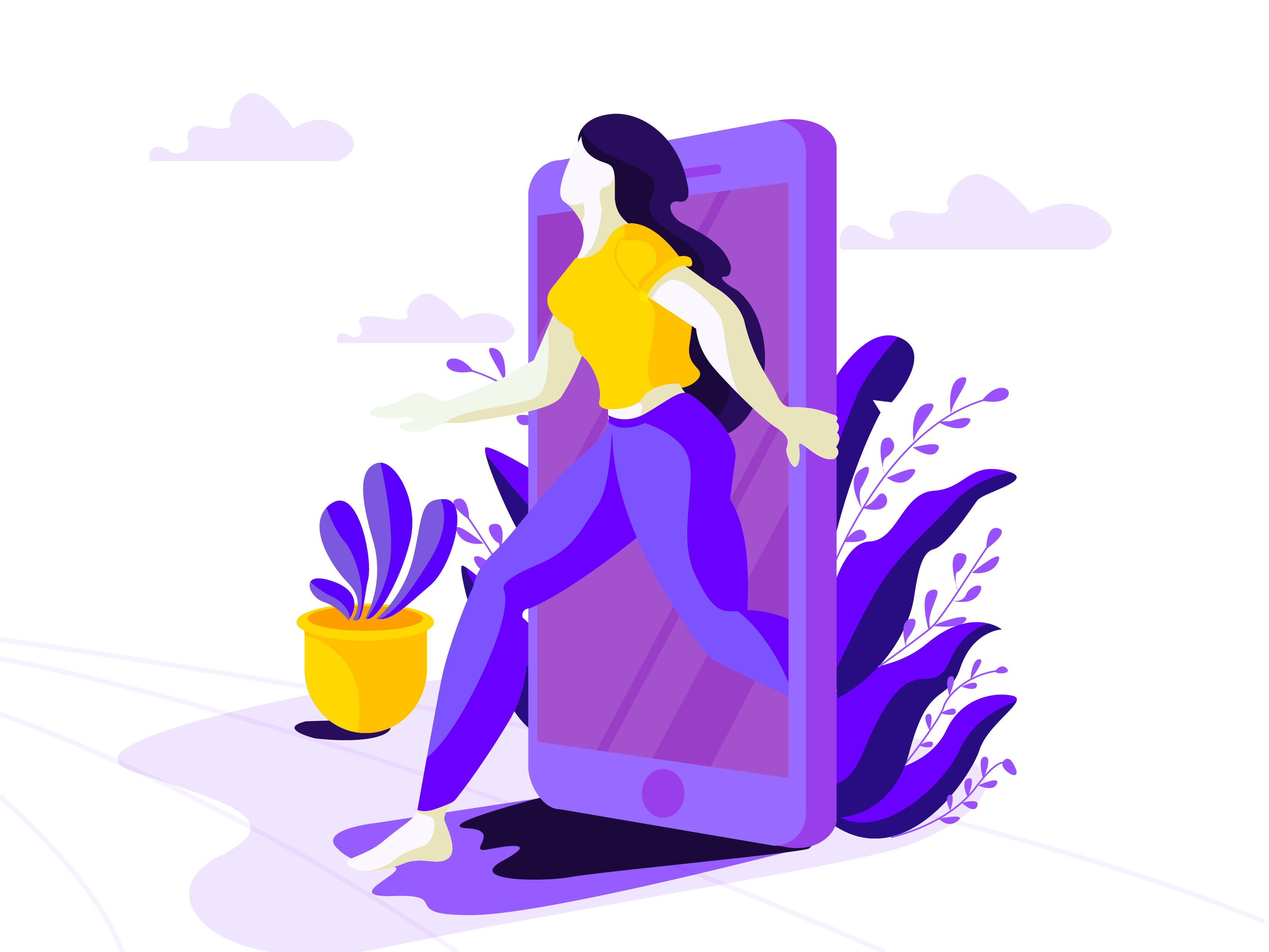 ILLUSTRATION  vector charactors girls Nature plants leaves activities (5).jpg