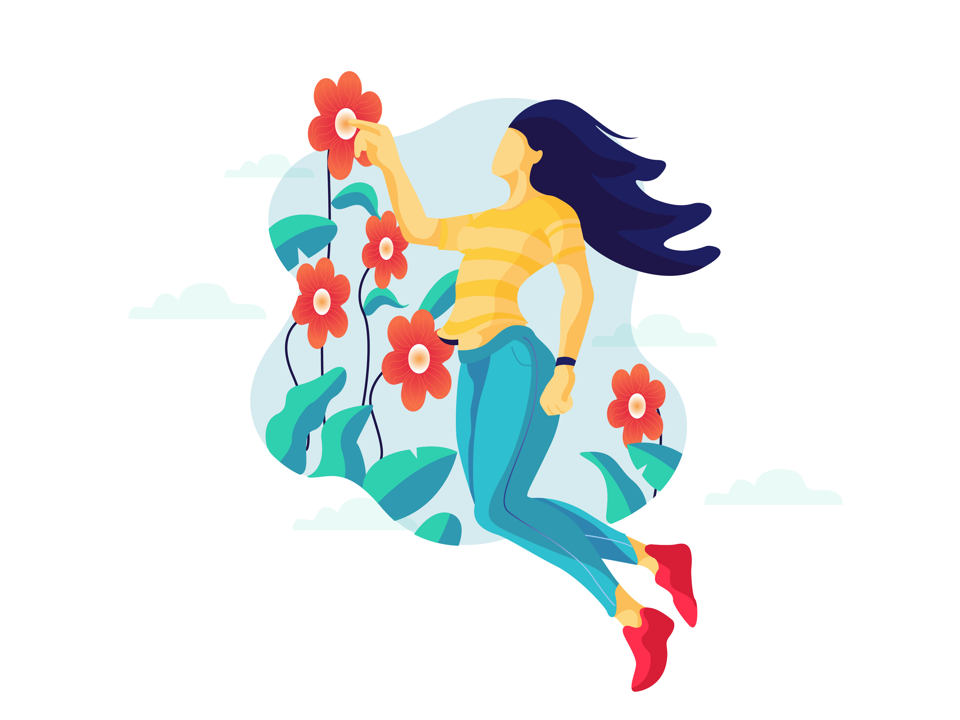 ILLUSTRATION  vector charactors girls Nature plants leaves activities (6).jpg