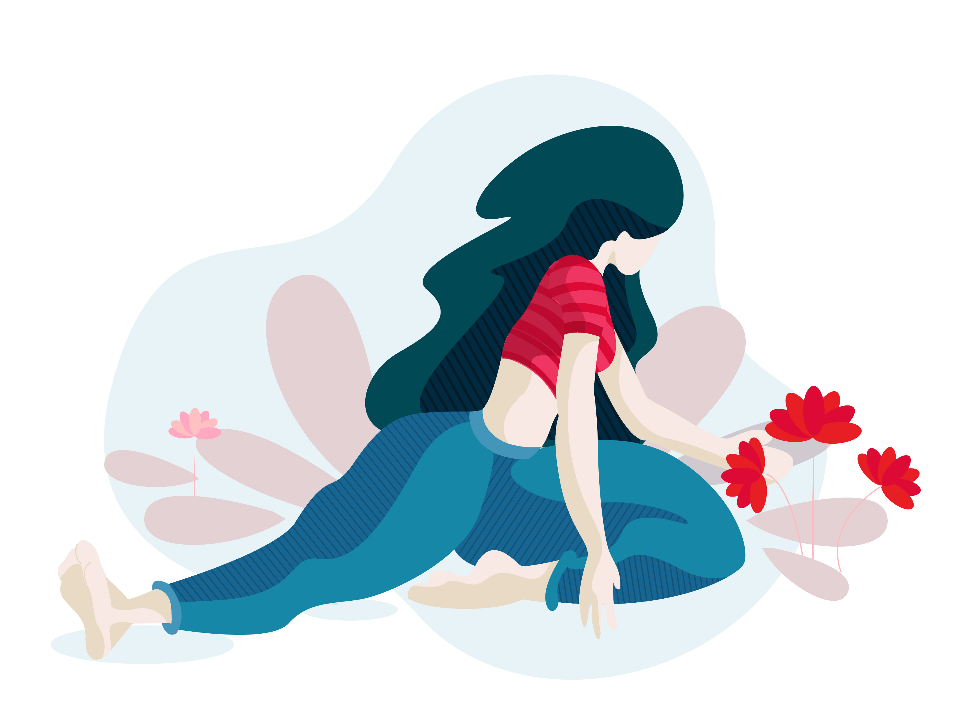 ILLUSTRATION  vector charactors girls Nature plants leaves activities (9).jpg