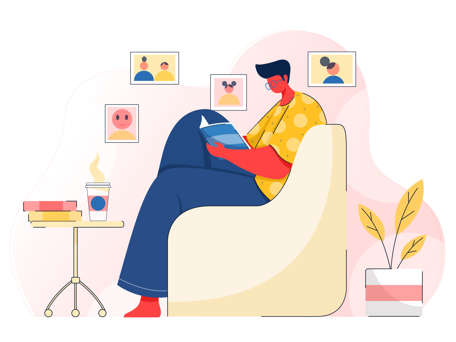 Memories colors digital vector design concept character design flat ve.png
