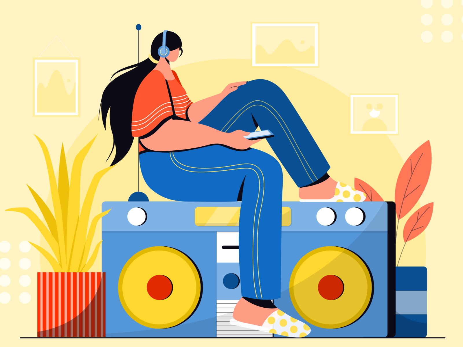 listening music2 plants nature colors vector digital design concept ch.png