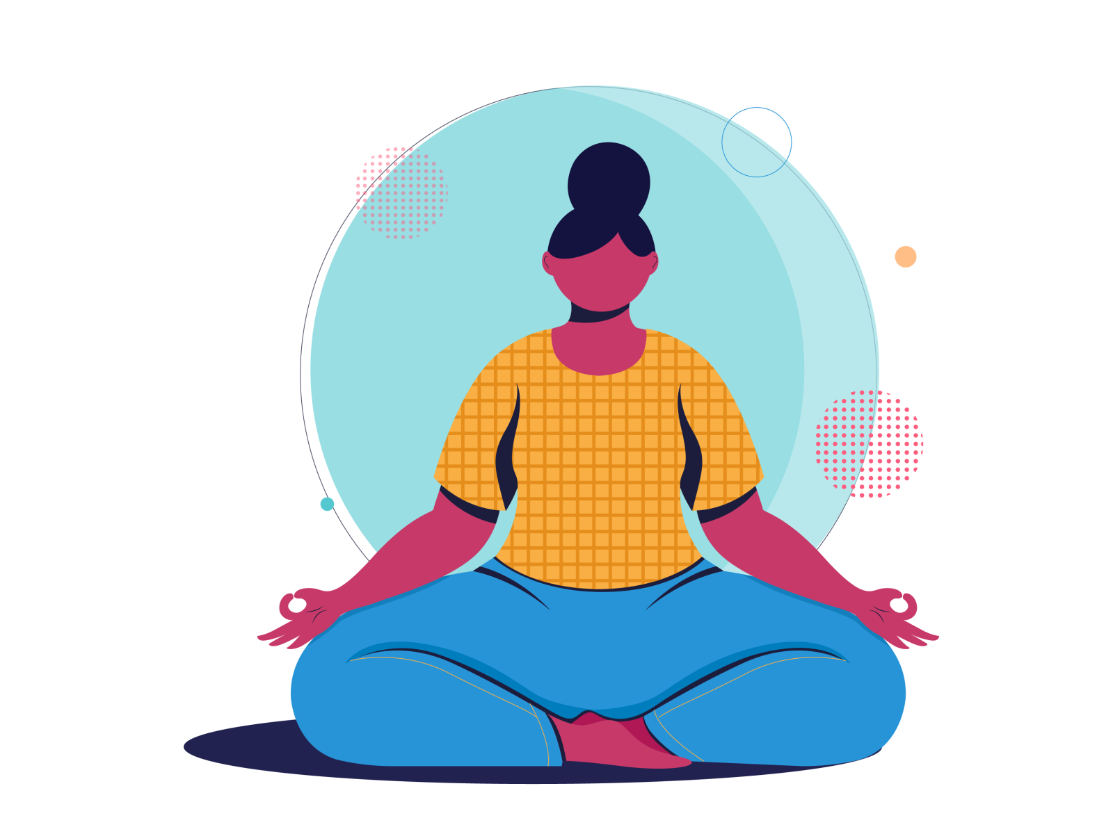 meditation concept design digital vector character design colors girl.png