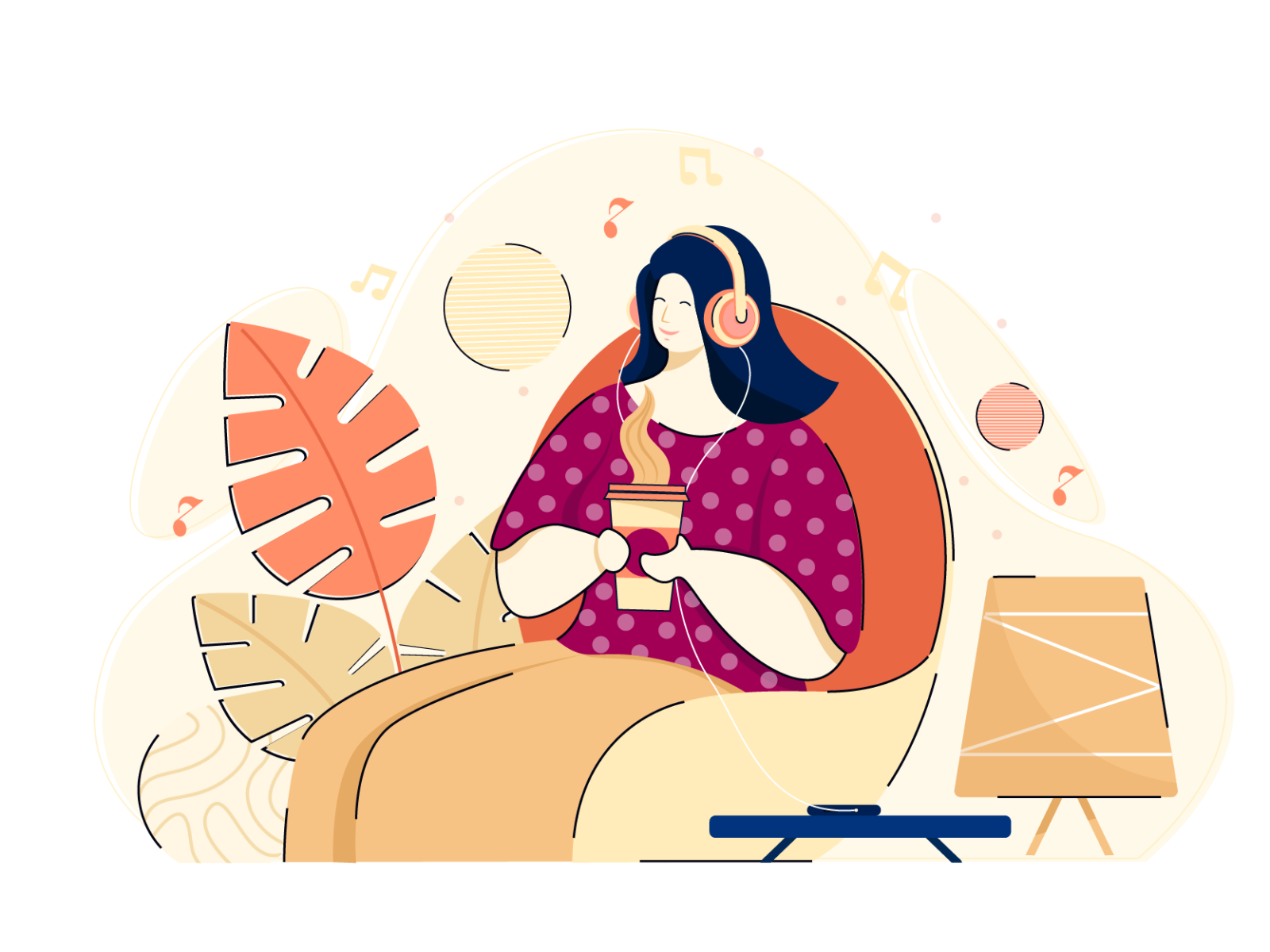 music with coffee music vector digital concept design character design.png