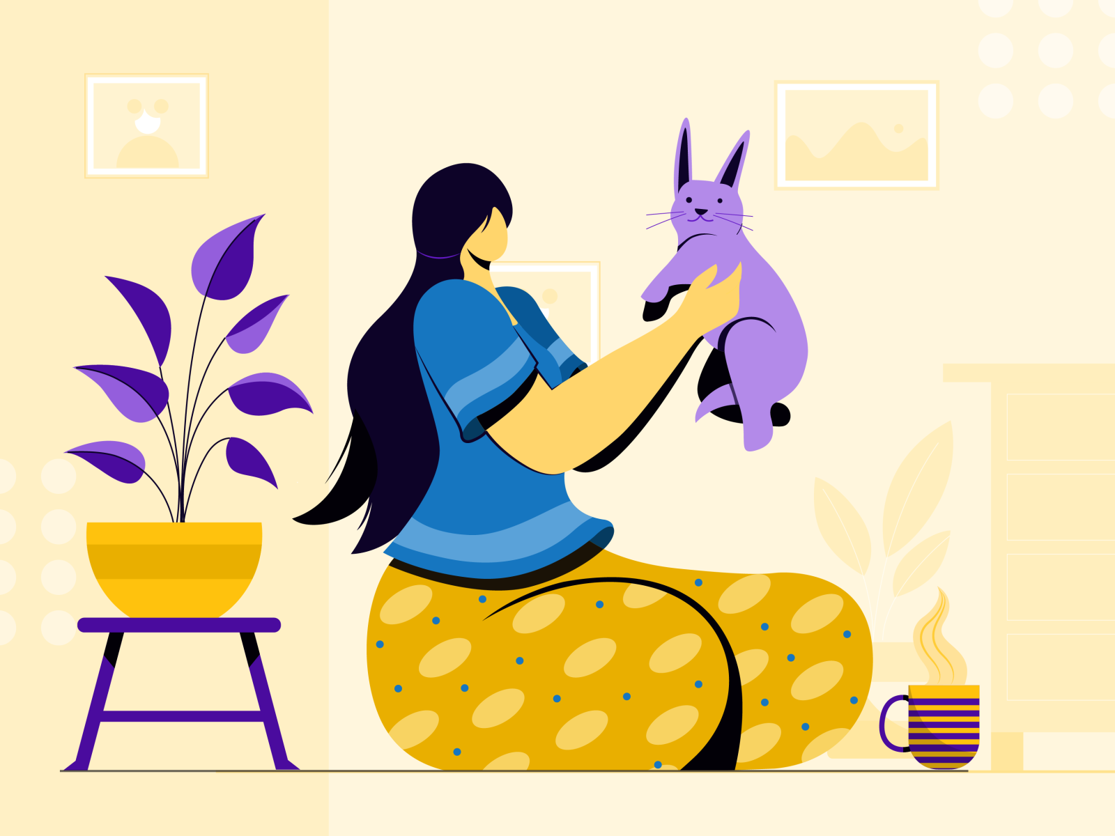 playing with pet colors vector digital concept design character design.png