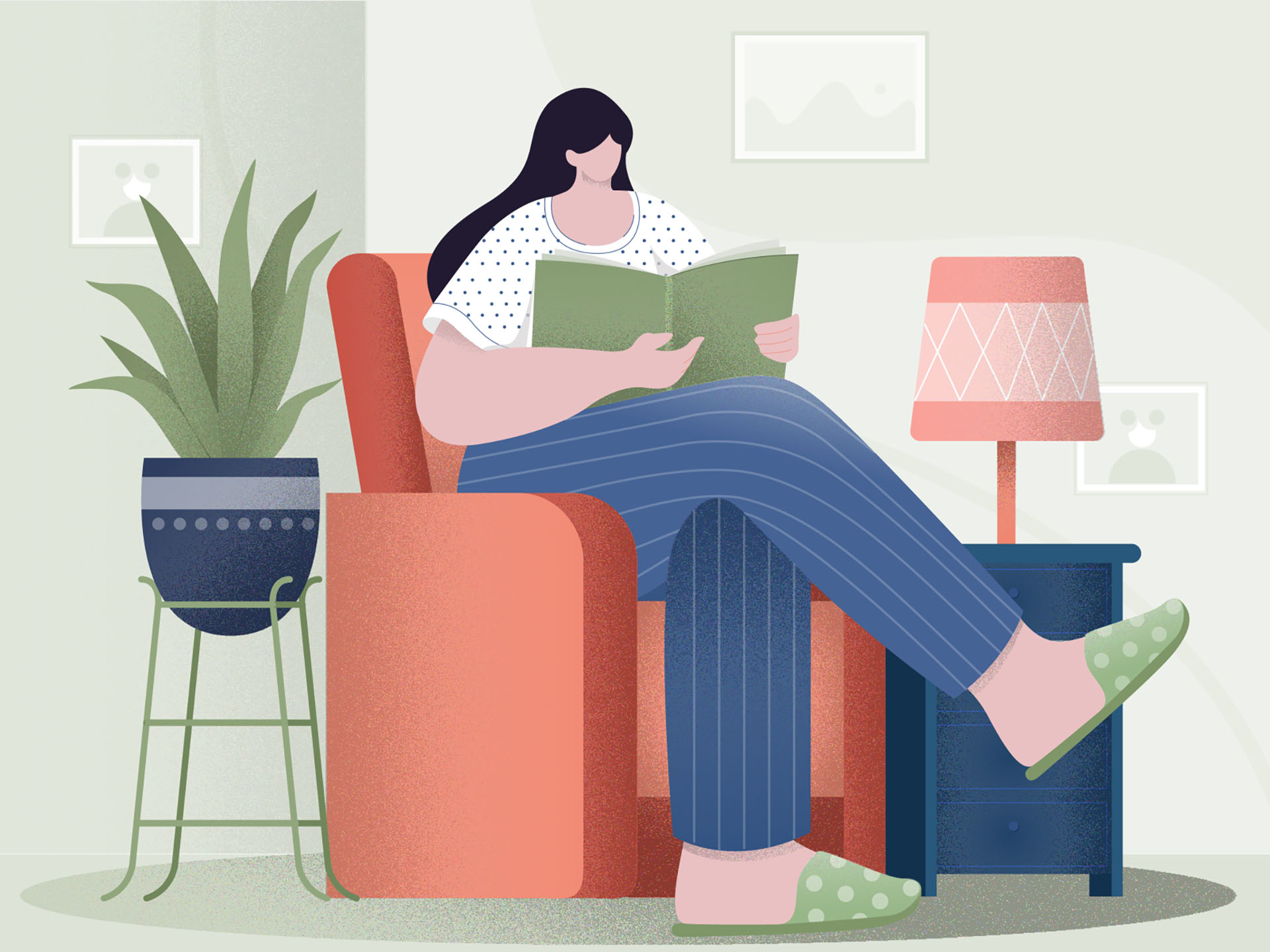 reading digital vector design concept character design girl flat vecto.jpg