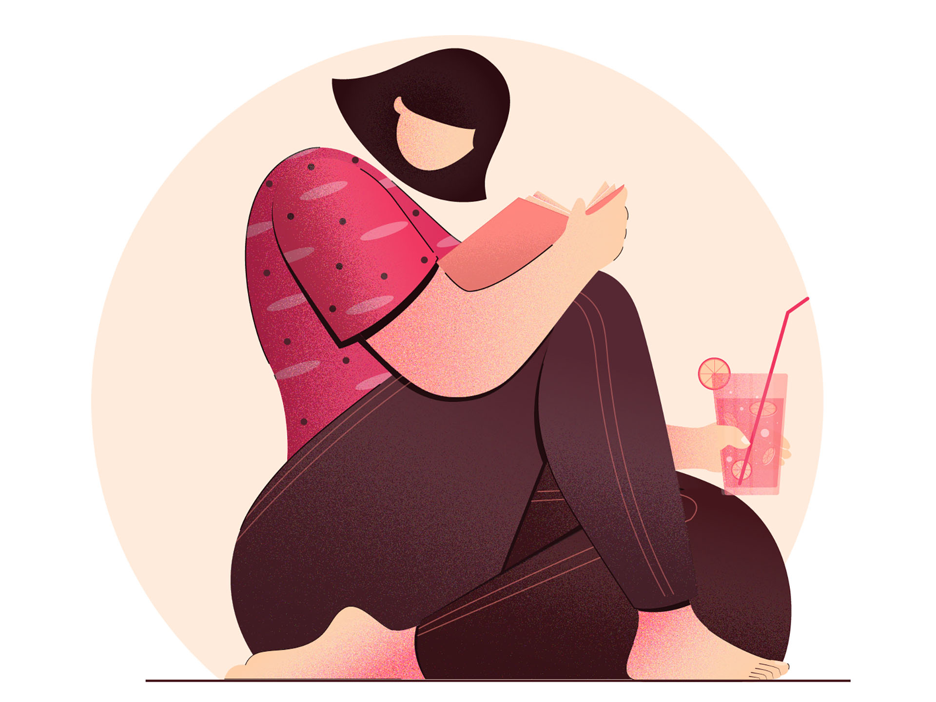 reading reading girl vector colors digital design concept character de.jpg