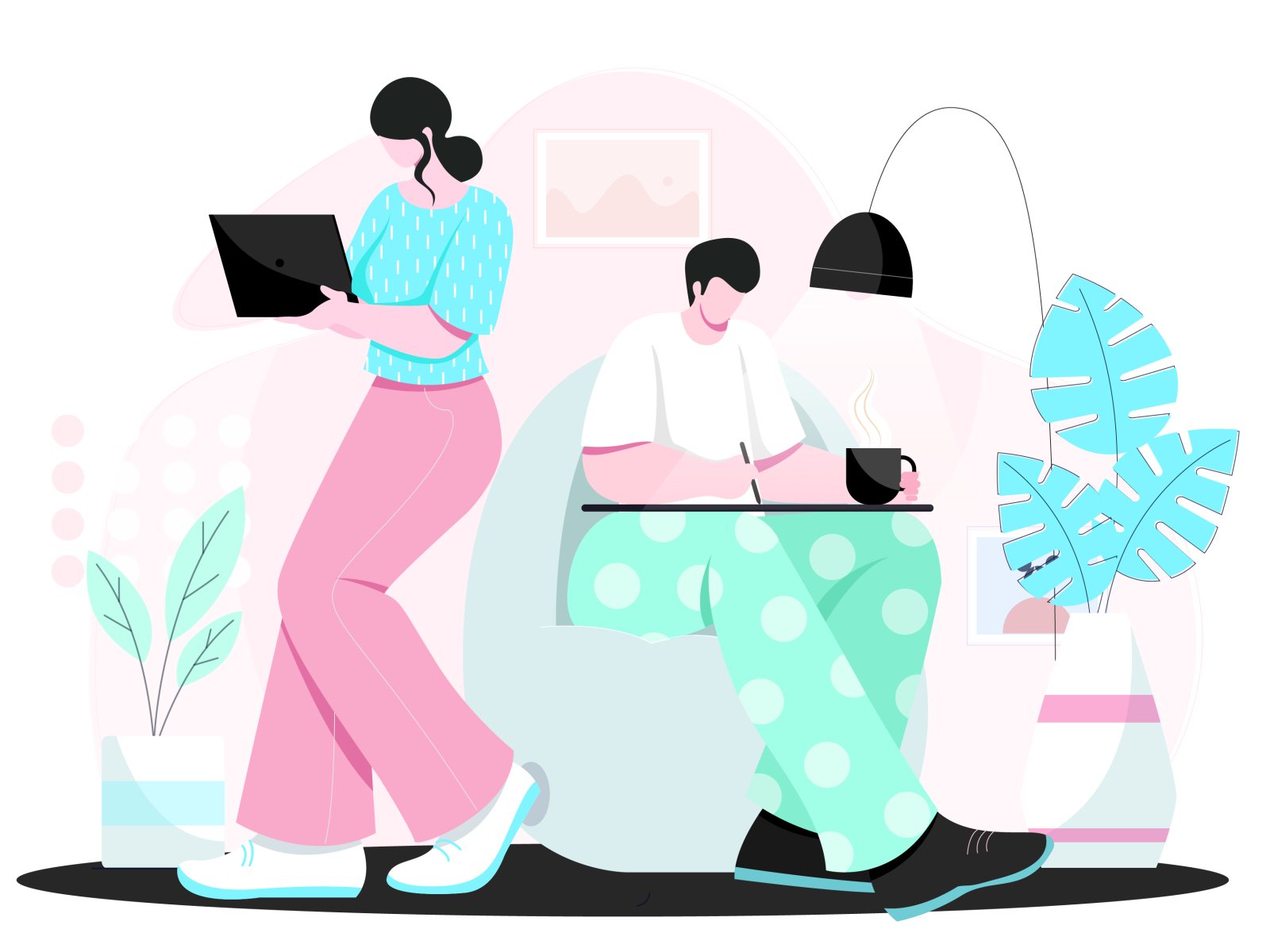 stay home and work plants character design vector digital design conce.png