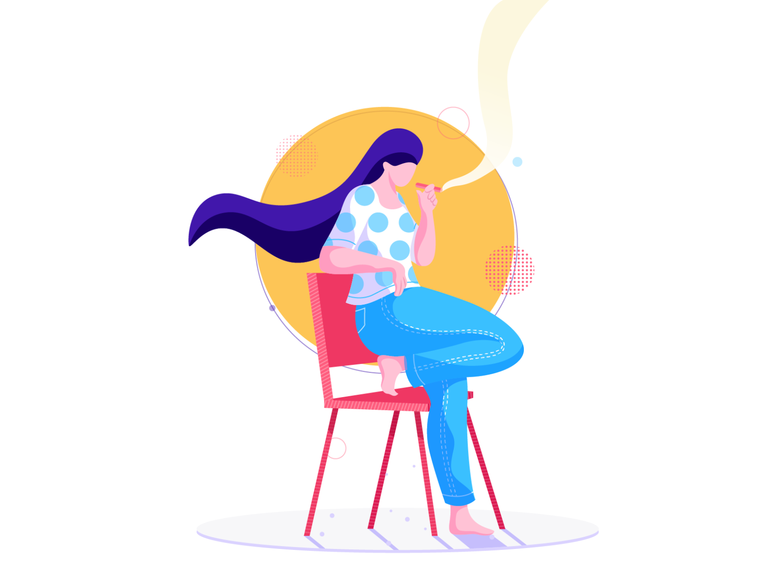 smoking digital illustration smoking girl vector digital design concep.png