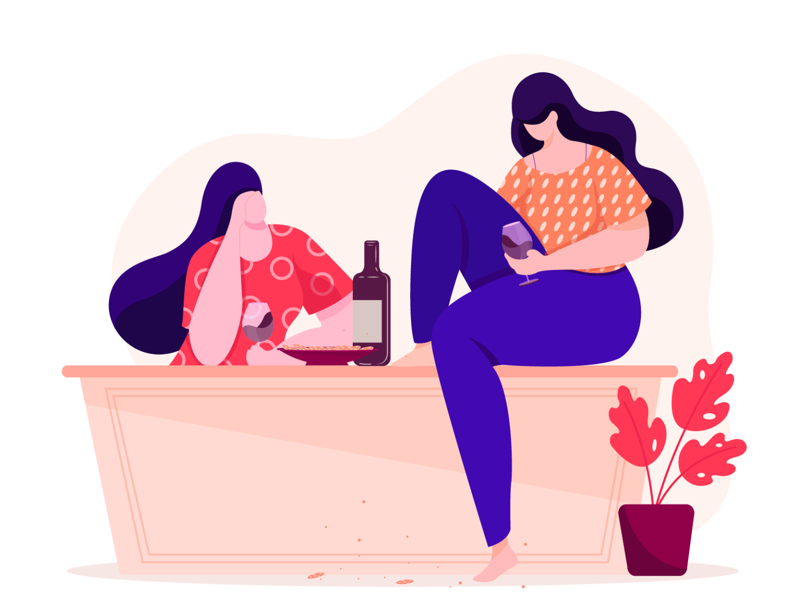 Weekend drink weekend weeked girl digital vector concept design charac.png
