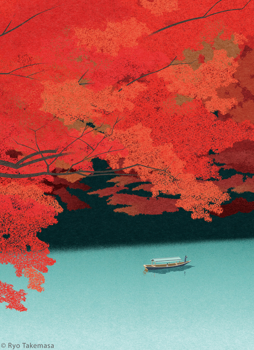 autumn boat Fall japan japanese maple lake Landscape maple red leaves.jpg