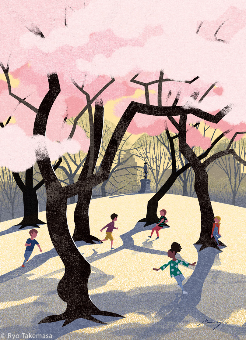 Central Park Cherry Blossom Cherry blossoms children Landscape New Yor.jpg