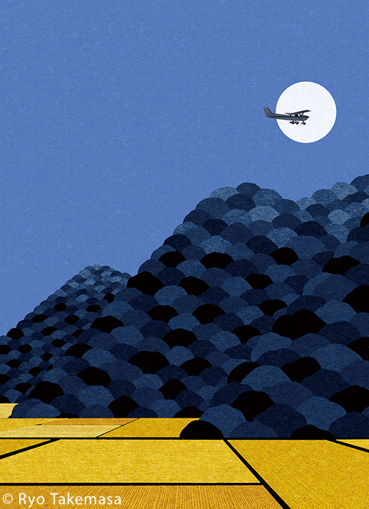 Landscape Evening autumn night moon plane airplane.jpg