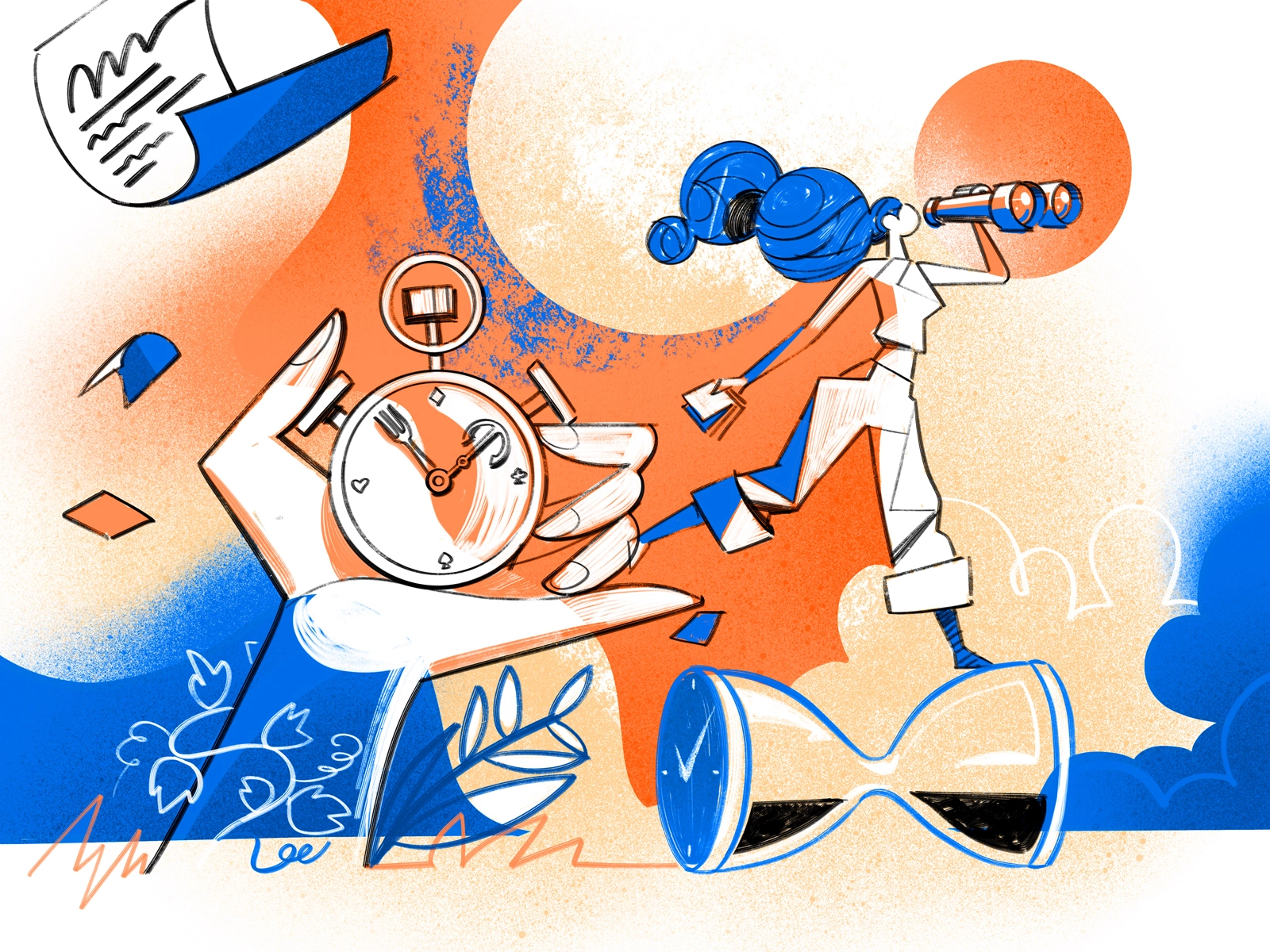 Beyond the Time hurca drawing chronometer clockwork binocular horizon.webp