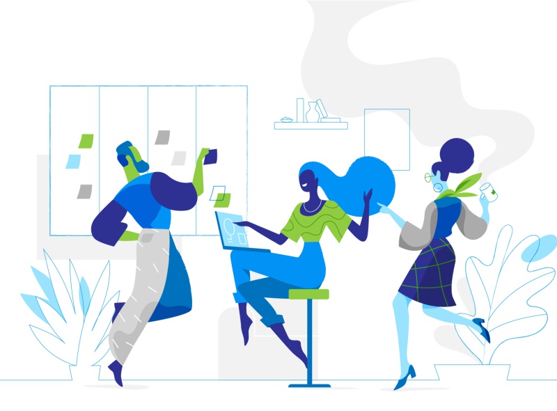 Brilliant Office hurca illustration people teamwotk scrum board projec.jpg