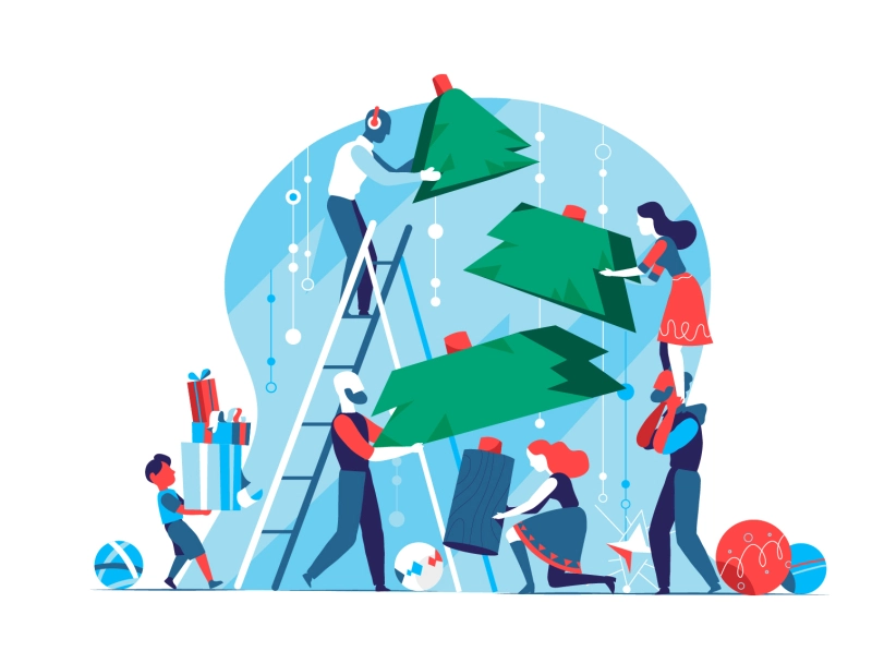 Christmas Construction Team wow vectir illustration hurca family gifts.webp