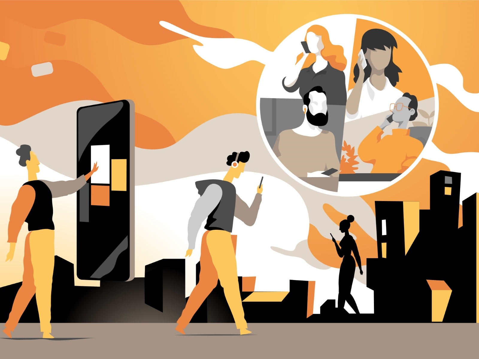 Connected Everywhere vectorart city interaction callconference society.jpg