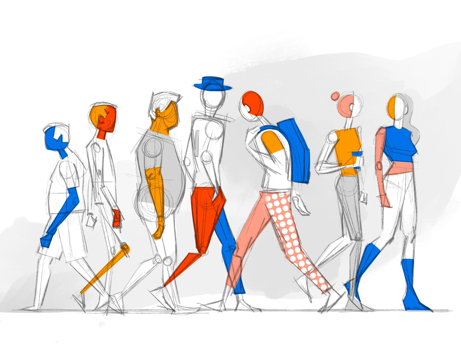 Crowd Sketch and Style study illustration procreate drawing sketch cha.webp