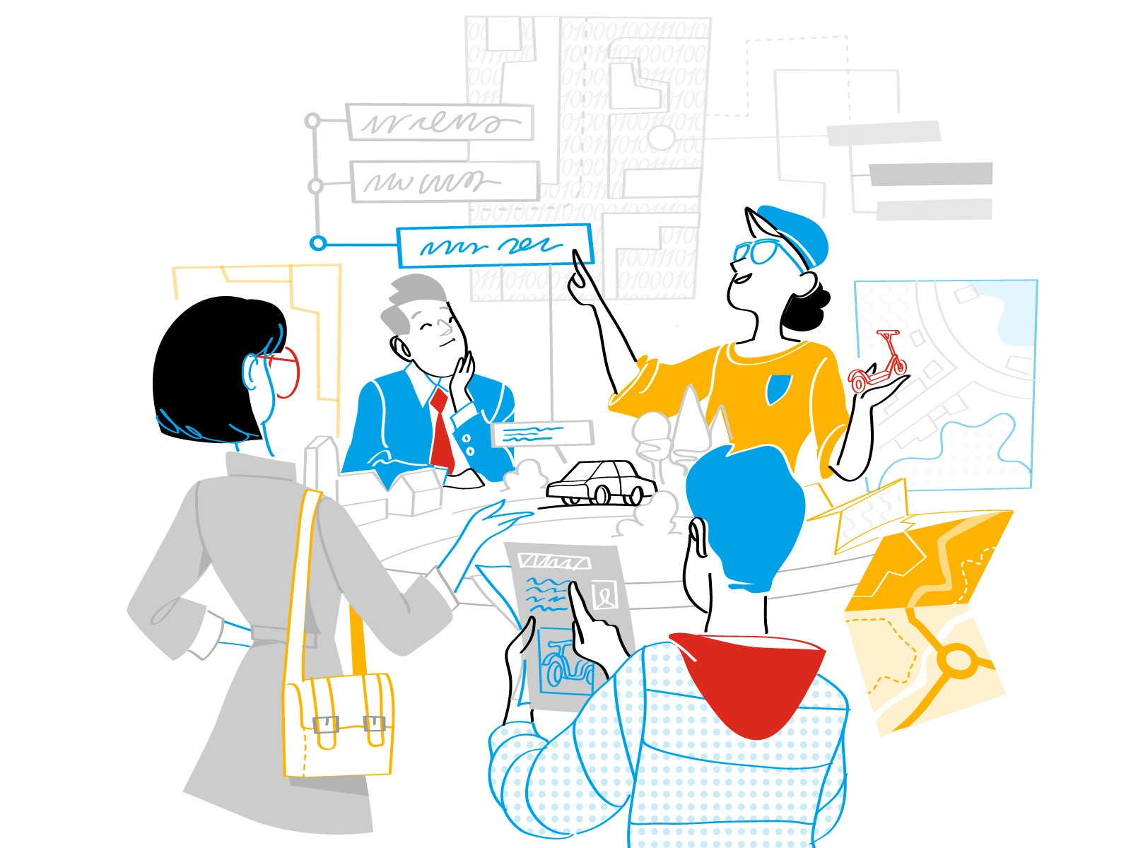 Engineers Meeting wireframe vector illustration monello hurca street m.webp