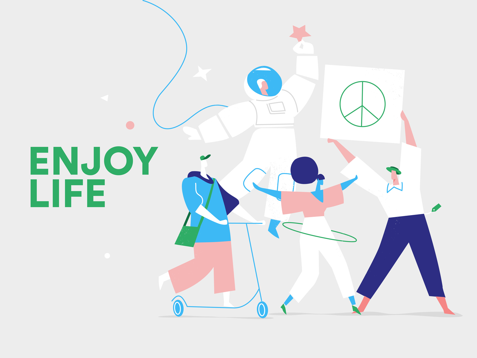 Enjoy Life together fest cosmos illustration style party society lifes.webp