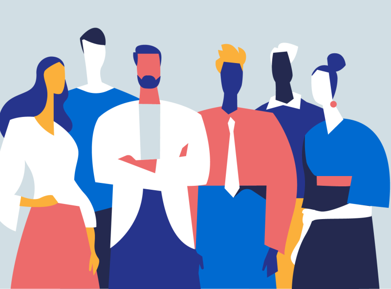 Folks style vector. guys personality folks group team illustration cha.webp