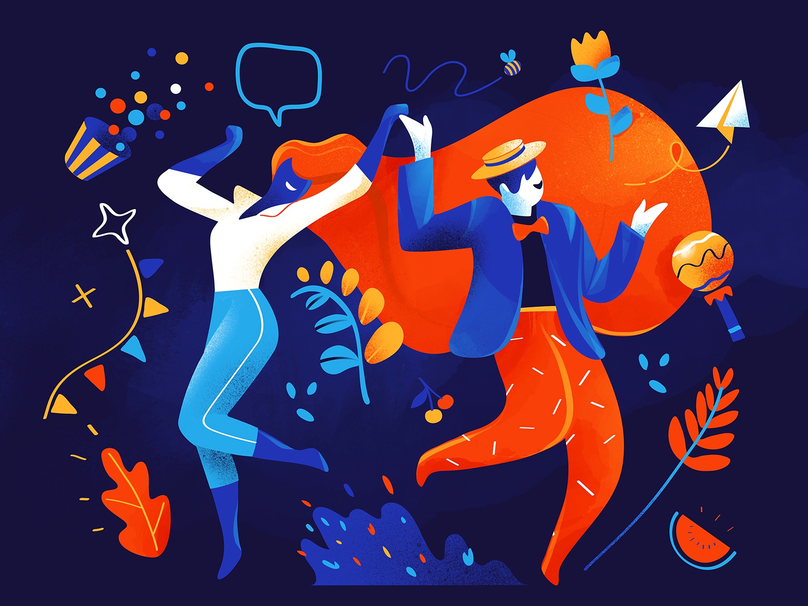 Happy Feet illustration music fun colors rythm festival dancers dancin.jpg