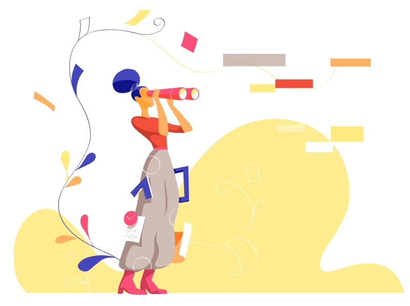 Looking for Innovation illustration telescope binocular flow visionary.webp