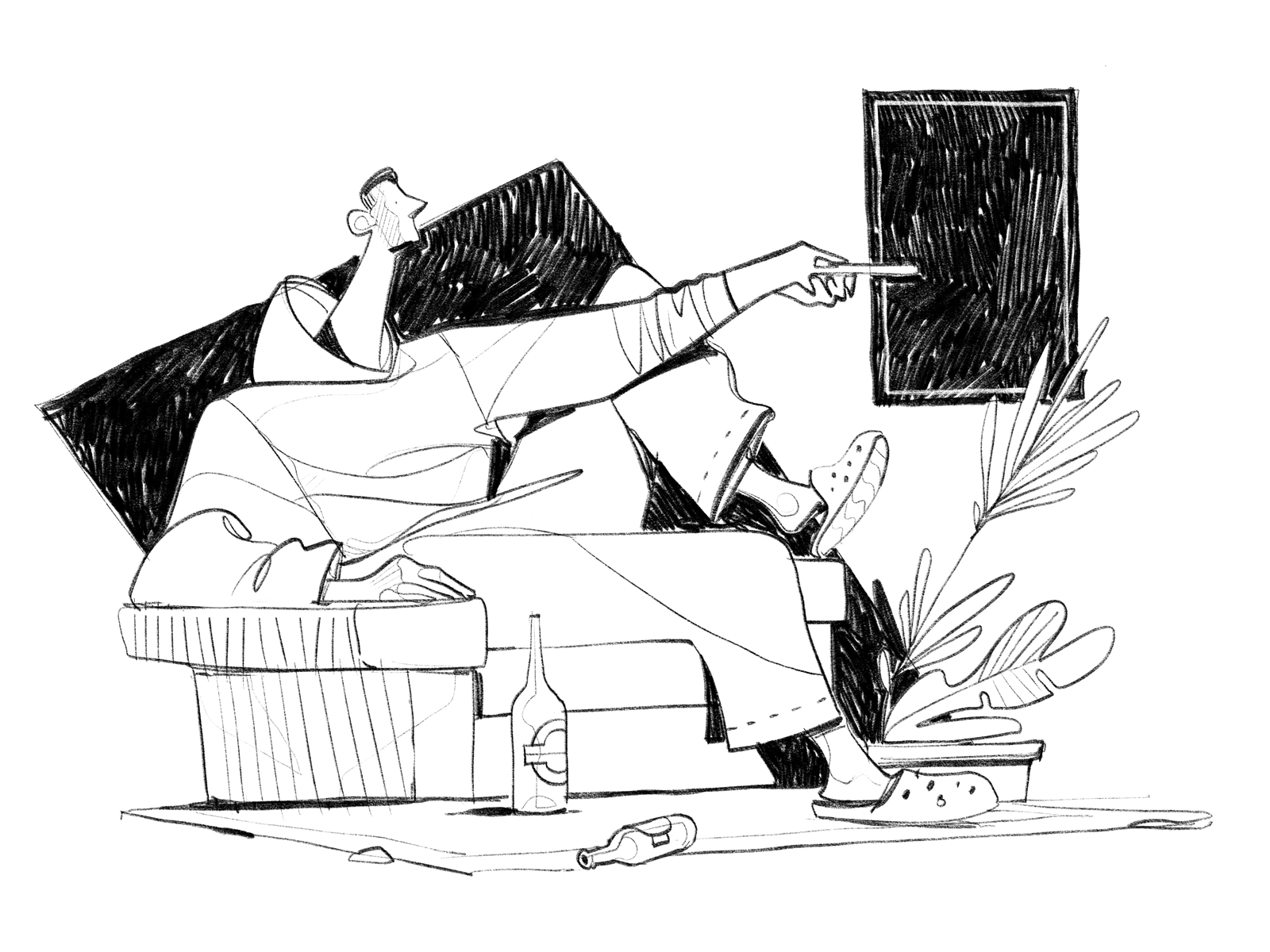 Netflix illustration draw hurca sitting room home drama relax sofa fic.webp