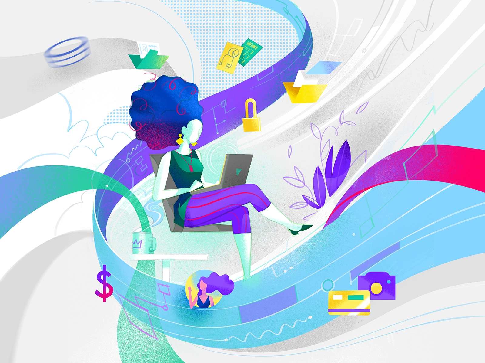 Smart Working online shopping sharing connection design hurca style il.webp