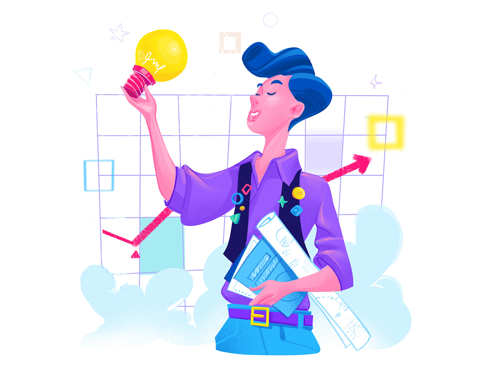Startup Business Idea style illustration visionary illumination design.webp