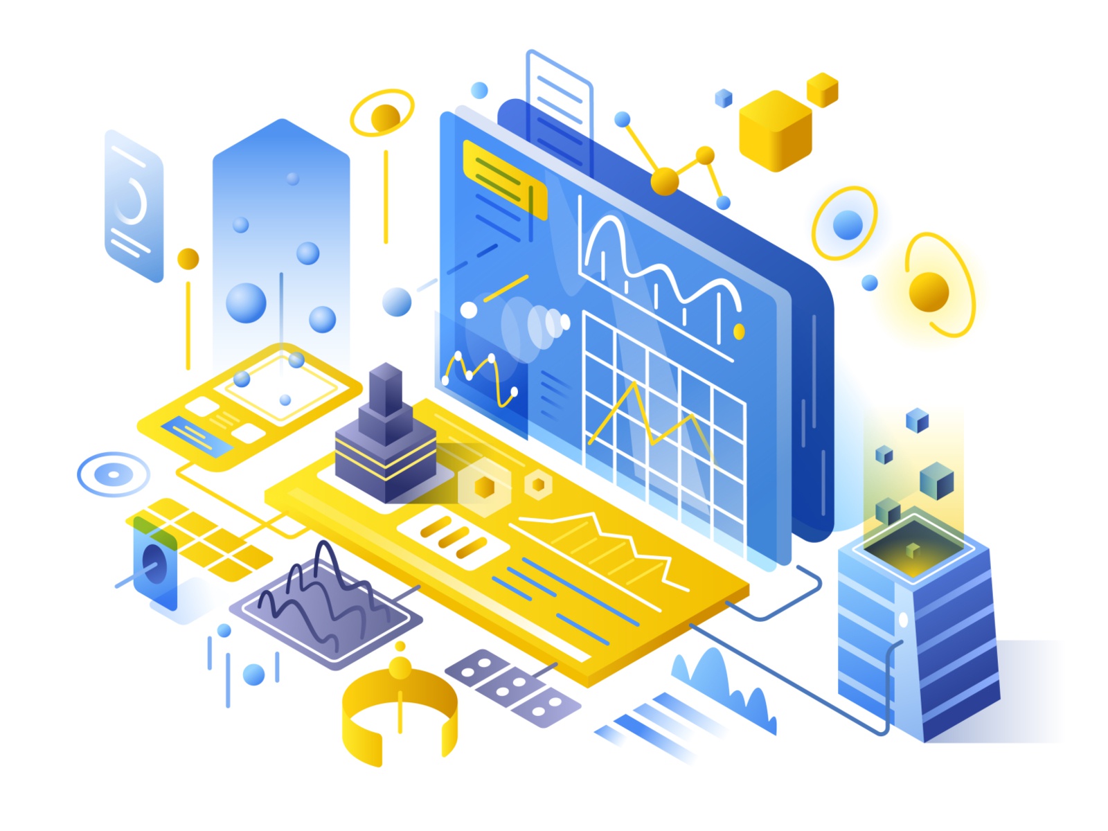 Analytics isometry business analytics tech design vector illustration.jpg