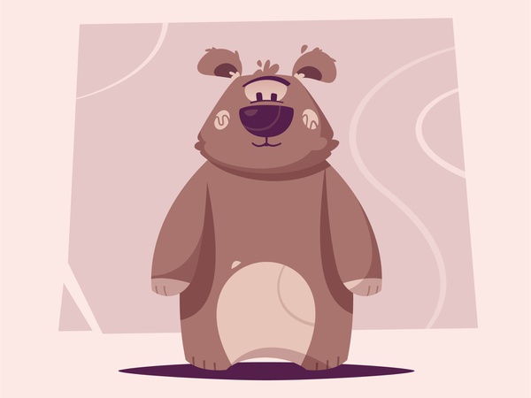 Bear character fluffy cute grizzly animal bear mascot flat design funn.jpg