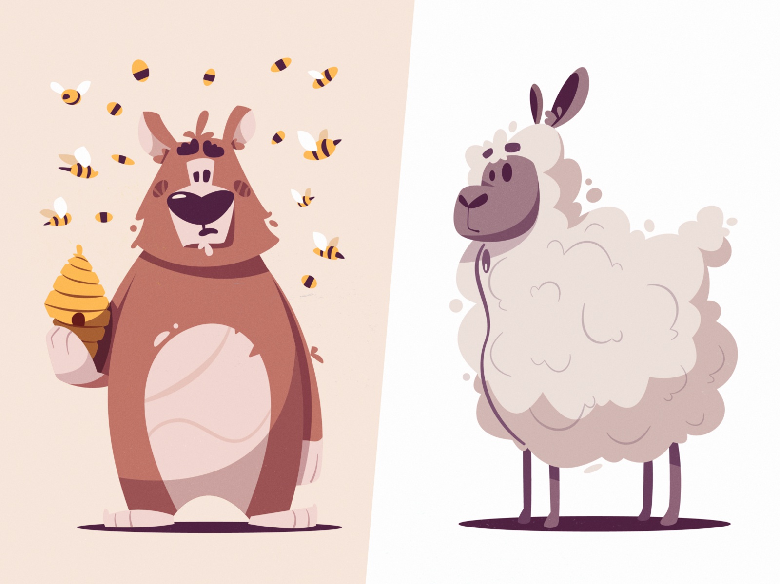 Bear and sheep  Diffy game animals animal bear sheep flat art funny de.jpg