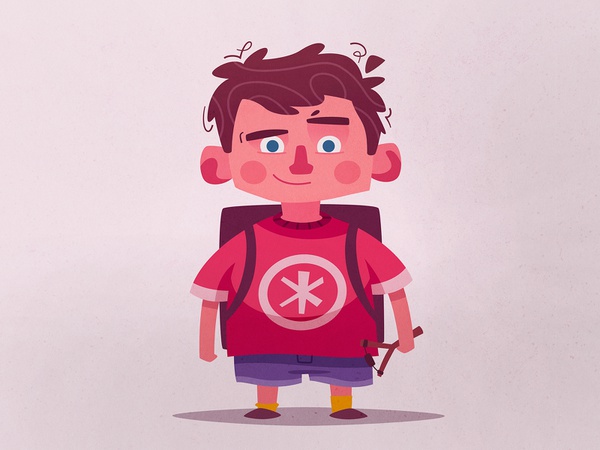 Boy with a slingshot hooligan boy schoolboy funny cartoon illustration.jpg