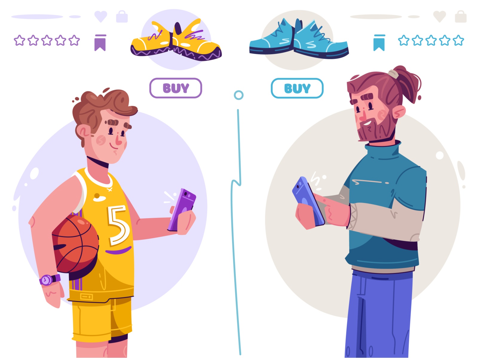 Buying shoes  Joom shoes online shopping character design flat art des.jpg