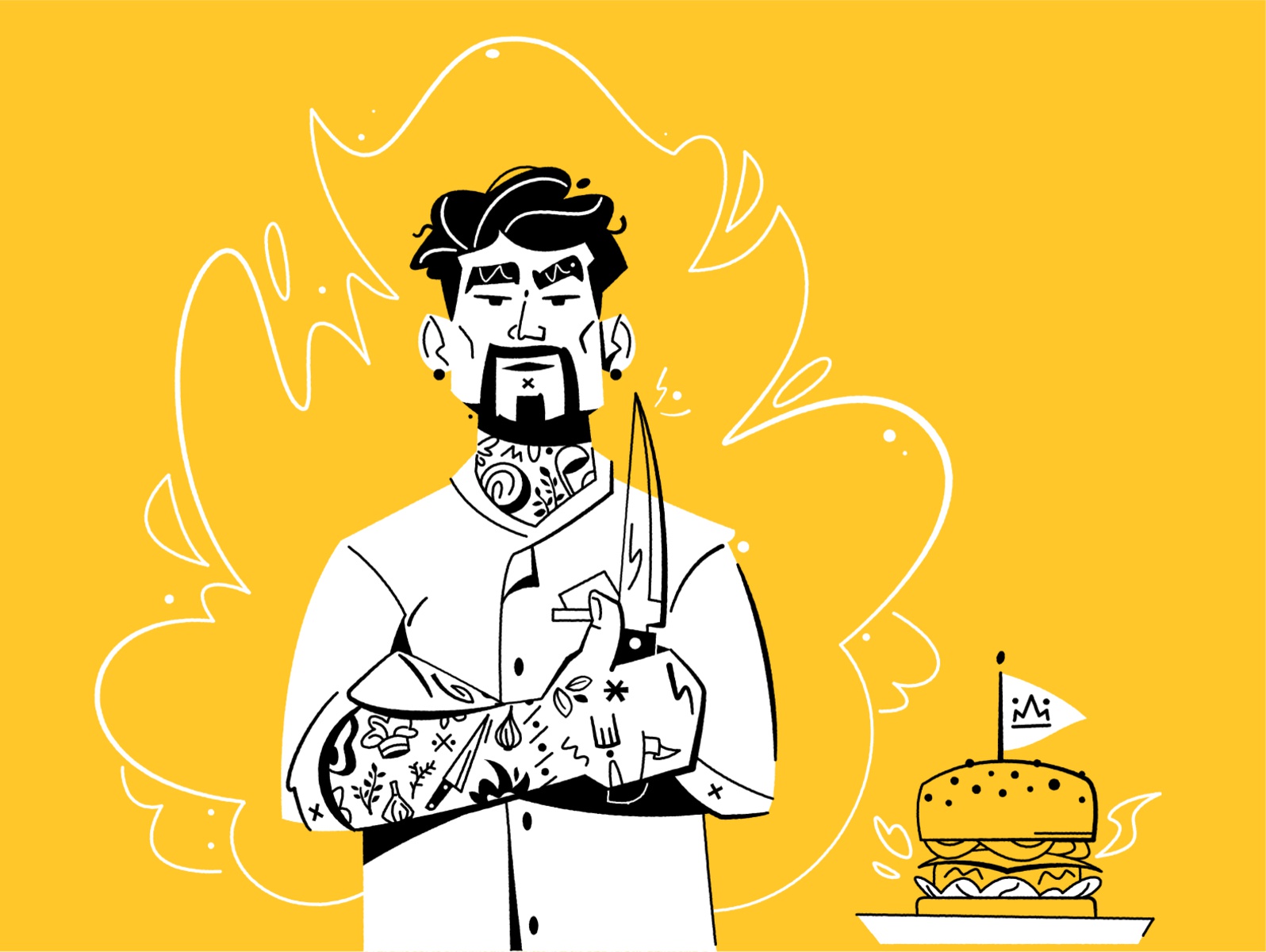 Cool chef cool cook food burger chef flat art design character cartoon.jpg