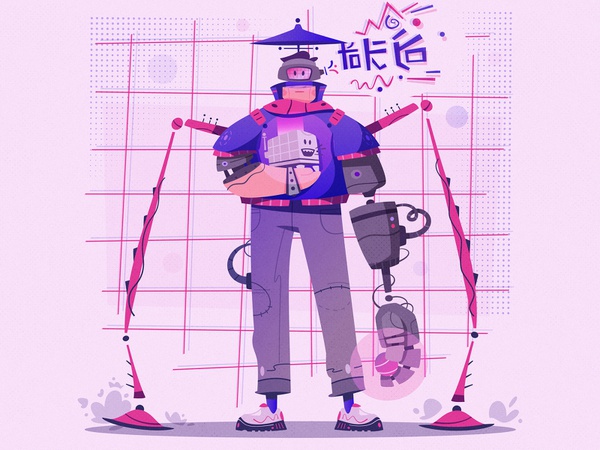 Cyborg with a dog japanese sci-fi cyborg comics tech futuristic androi.jpg
