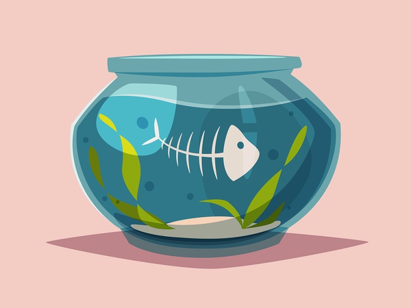 Dead fish dead aquarium fish bones cartoon illustration character vect.jpg
