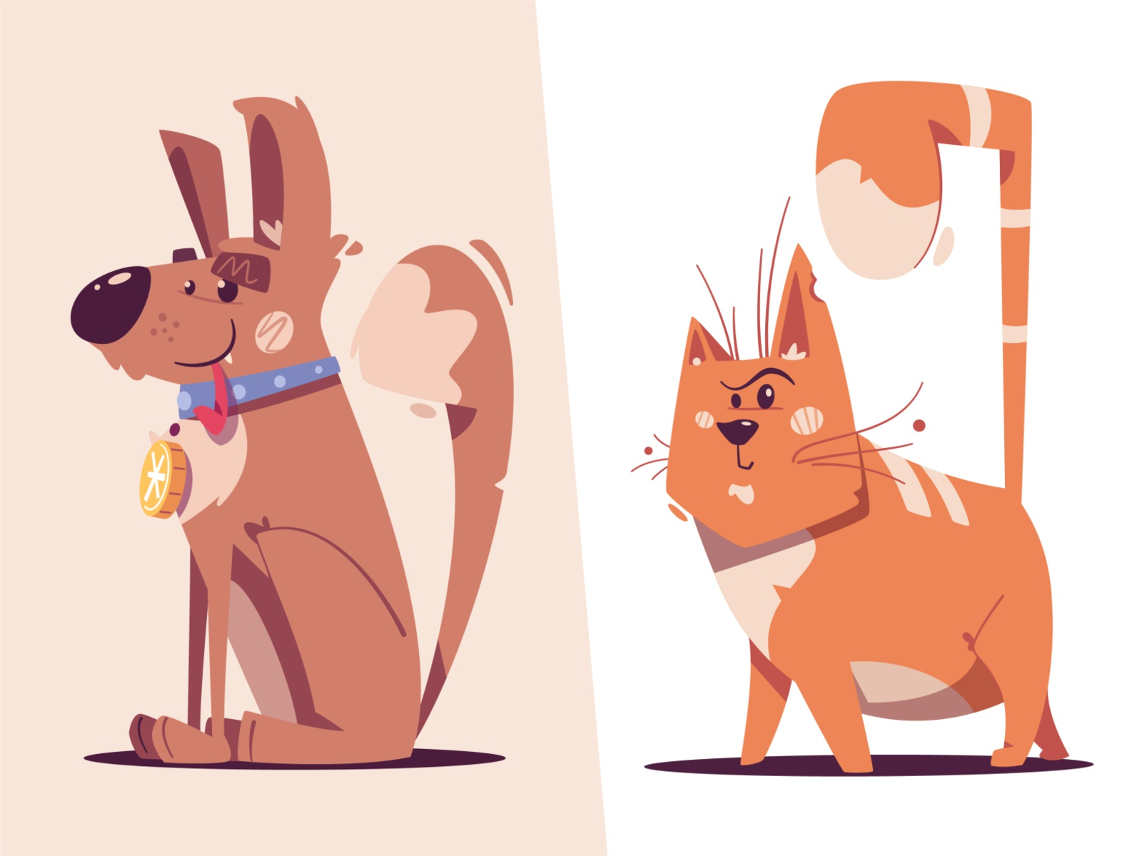 Dog  Cat  Diffy kitty puppy doggy dog pets pet cat flat art funny desi.jpg