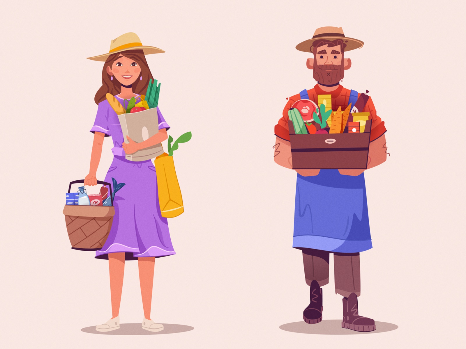 Farmer and buyer farm market character design farmer art design charac.jpg