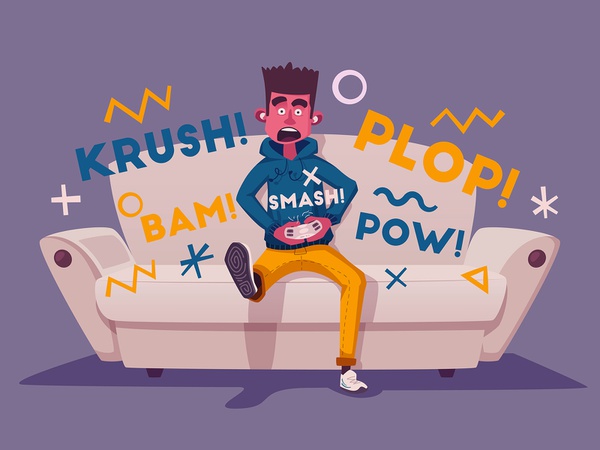 Gamer comics videogame gamer player cartoon illustration character vec.jpg