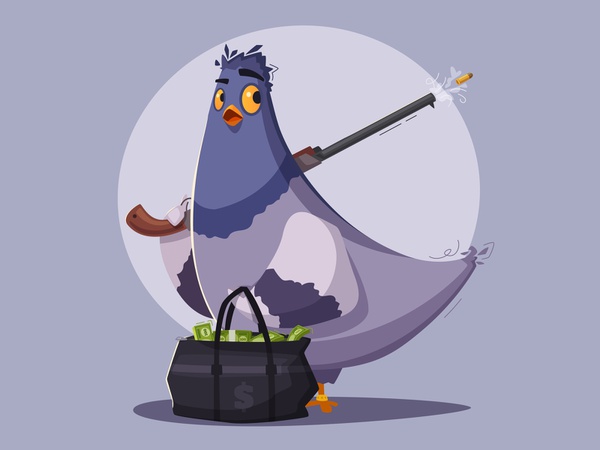 Pigeon a thief pigeon thief bird funny cartoon illustration vector cha.jpg