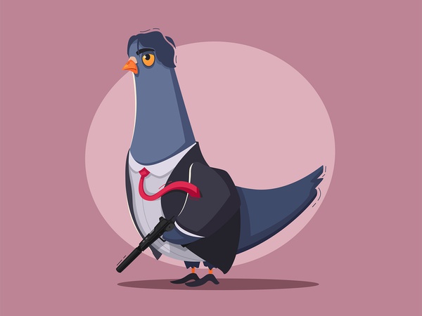 Pigeon an assassin bird pigeon funny cartoon illustration vector chara.jpg
