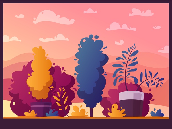Plants nature plants landscape design cartoon illustration vector.jpg