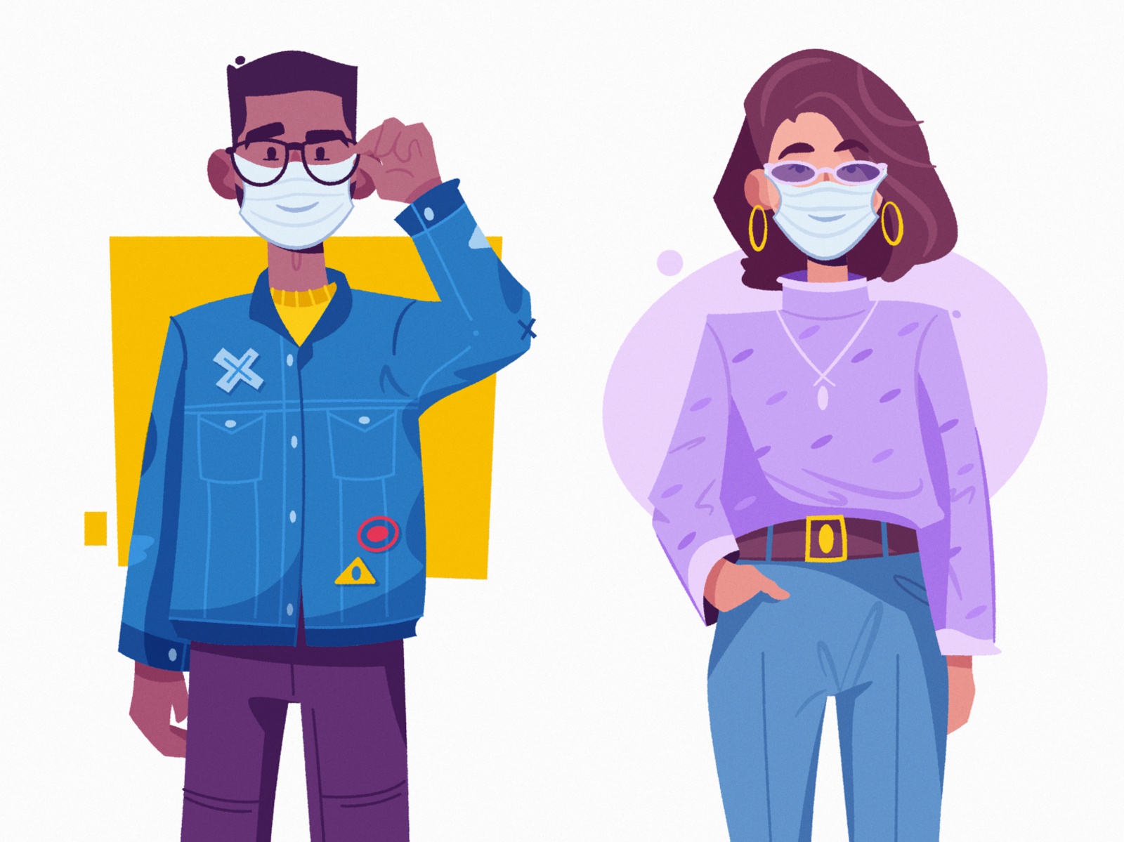 Safety art flat stay safe safety mask design character cartoon vector.jpg