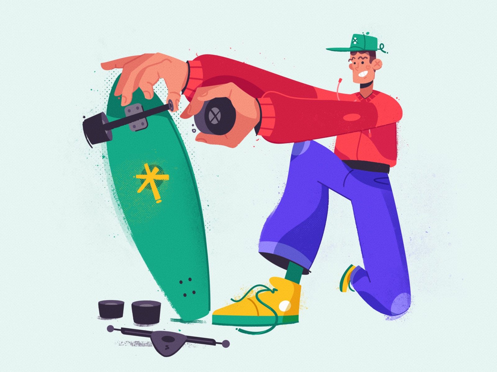 Skate skateboard skater funny art design character cartoon vector illu.jpg