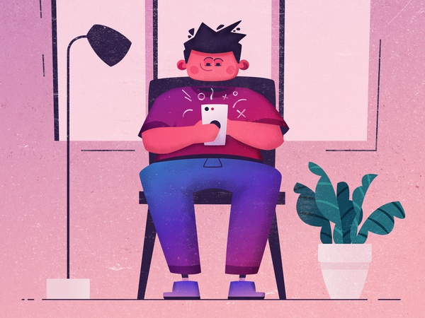 Surfing the web net web smartphone funny cartoon illustration characte.jpg