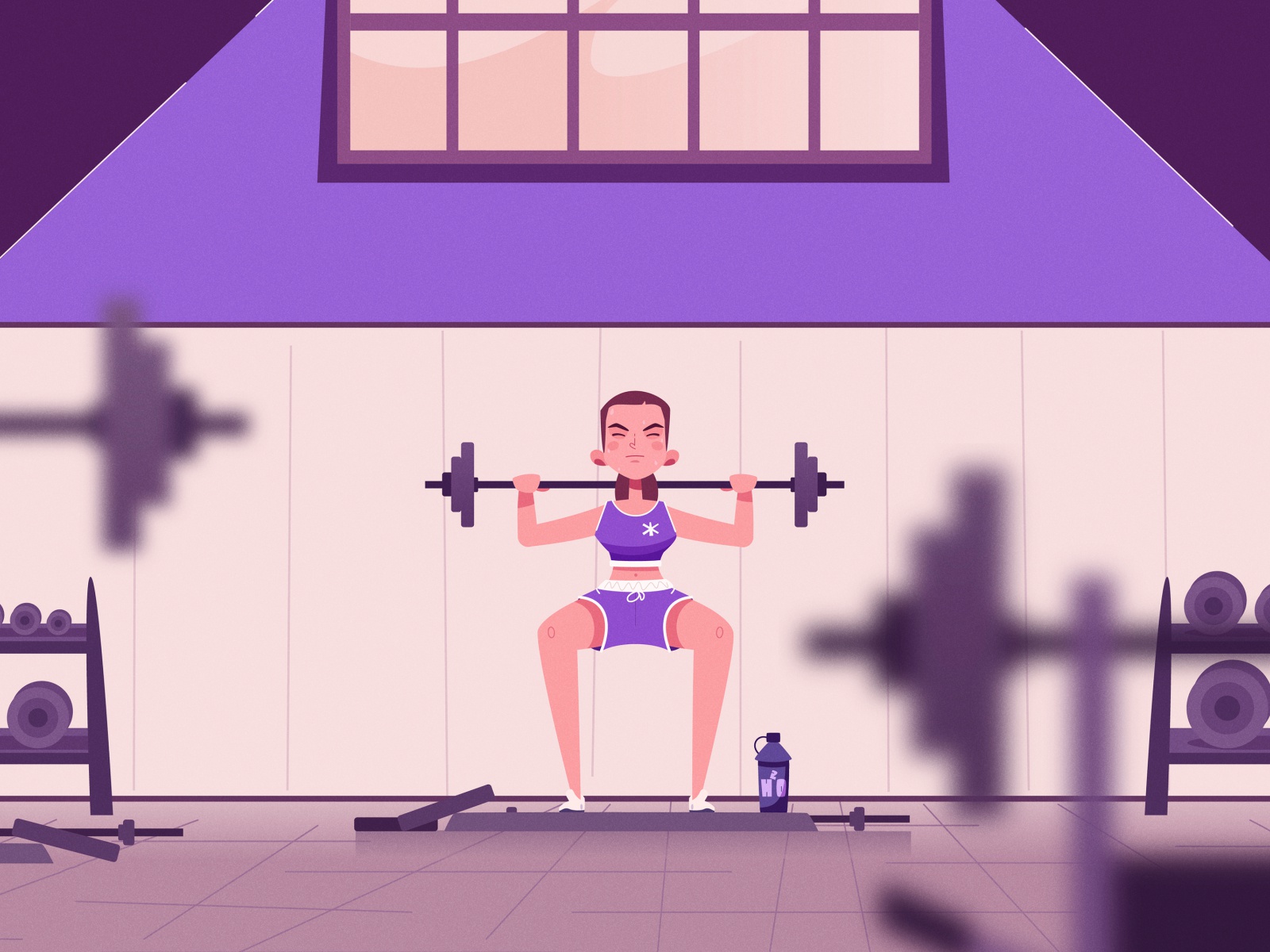 Training  Band flat animated fitness exercise workout barbell gym chee.jpg