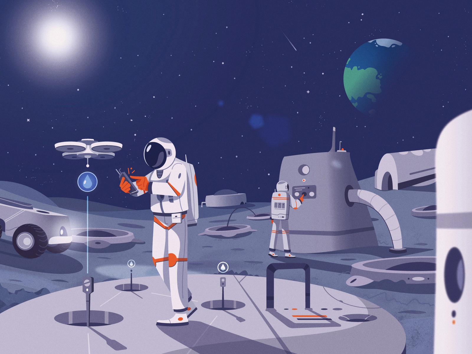 Water on the Moon cartoon future procreate vector research space astro.jpg