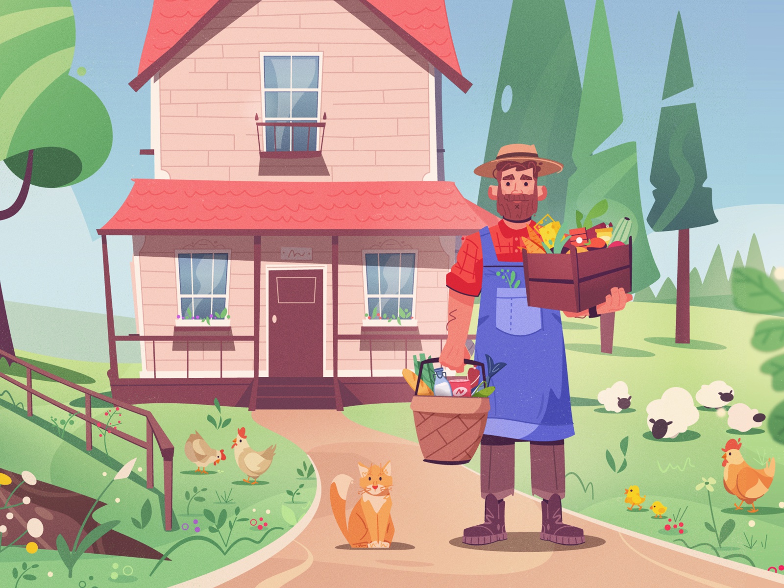 Farmer marketplace harvest farmer farm art character cartoon vector il.jpg