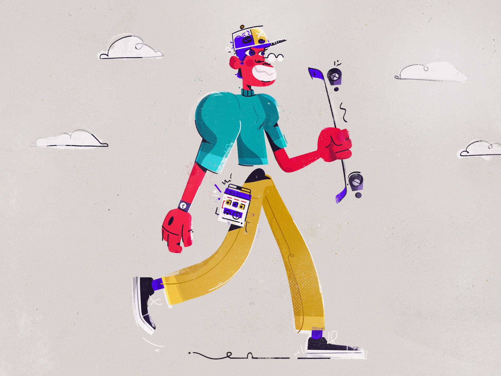 Geek skateboard skater procreate 90-s analog geek art character vector.jpg
